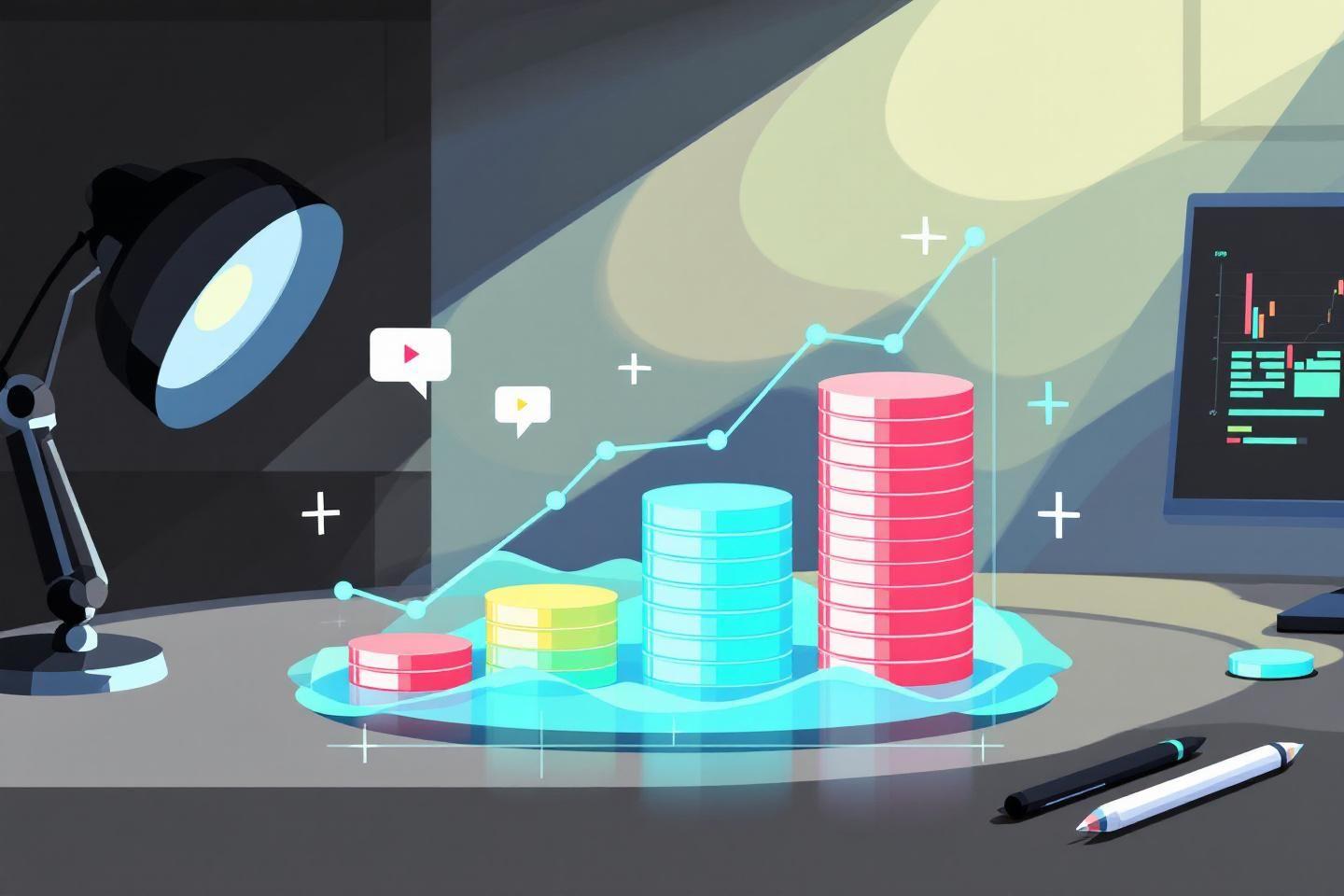 Graphiques et colonnes illustrant l'analyse et la progression des données