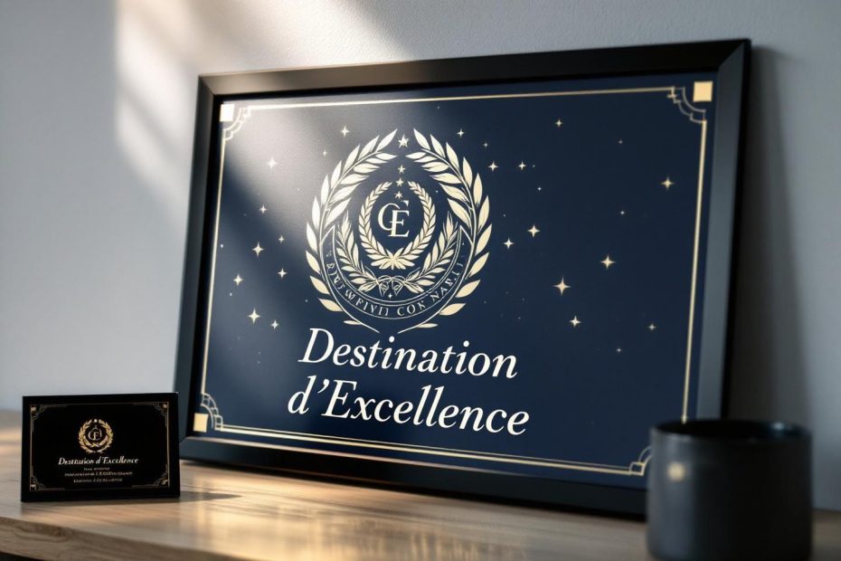 Certificat encadré bleu nuit avec emblème et étoiles