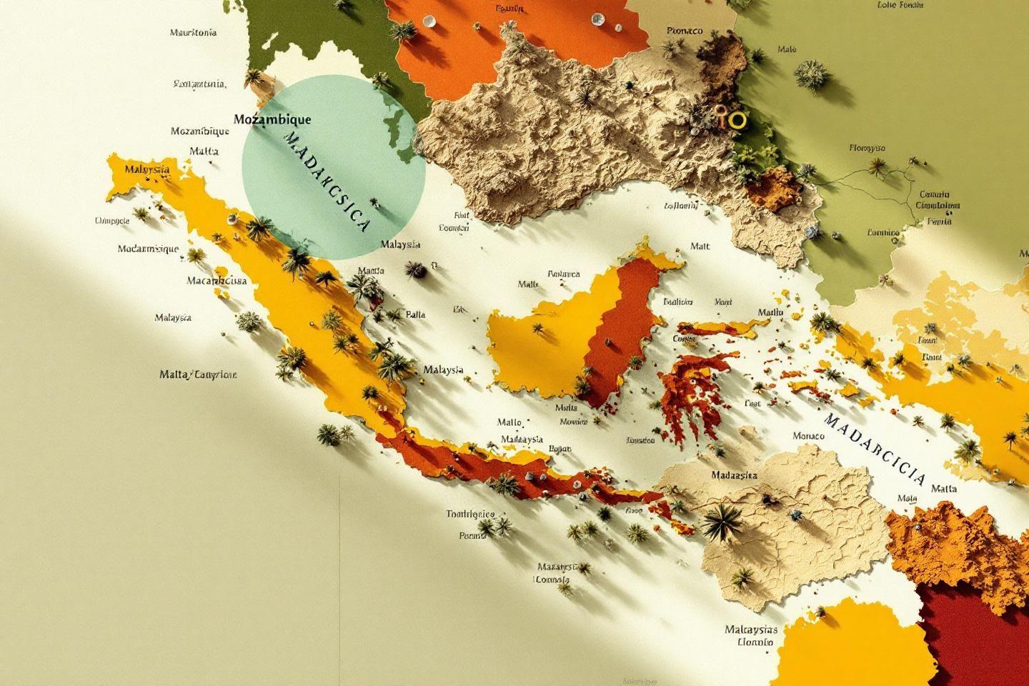 Carte géographique détaillée de Madagascar en couleurs