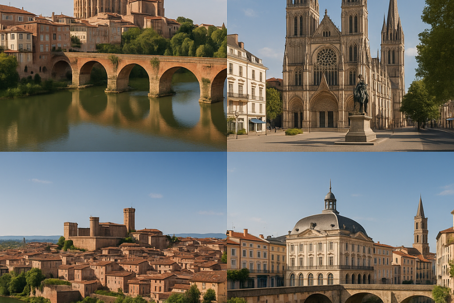 Villes françaises en T