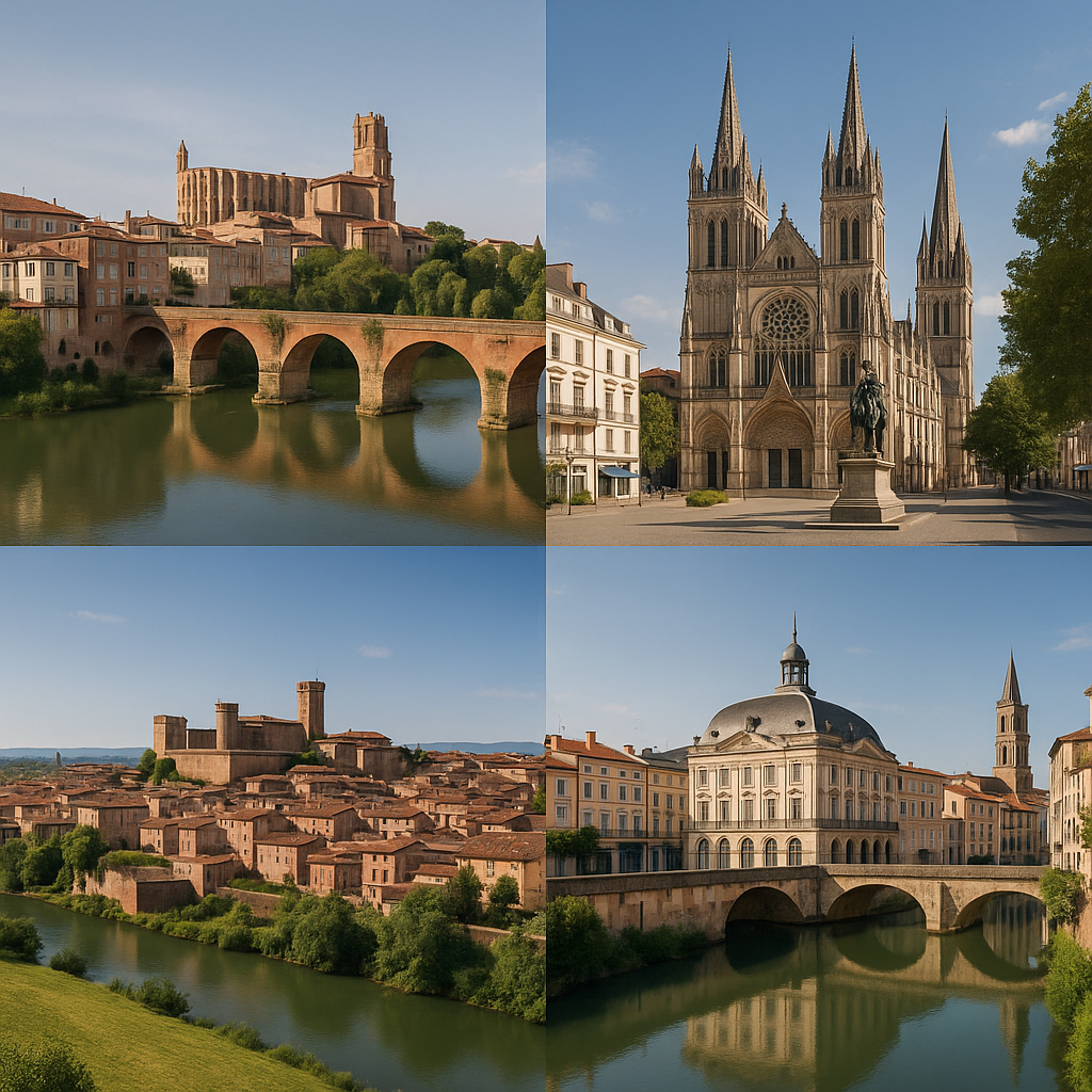 Villes françaises en T